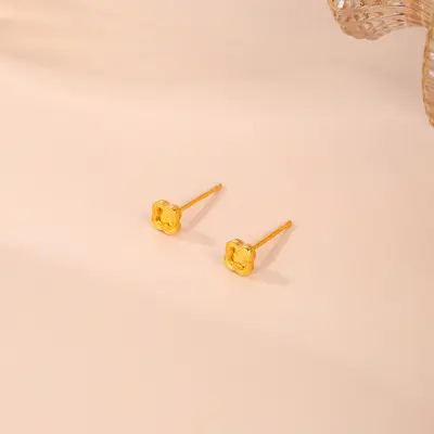 足金5G闪耀碎碎金幸运四叶草耳钉
