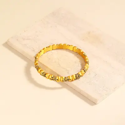 足金无氰硬金潮酷电黑几何蝴蝶结黑金手排