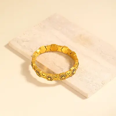 足金无氰硬金潮酷电黑几何六芒星黑金手排