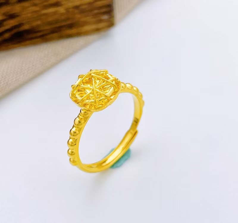 足金小方糖戒指