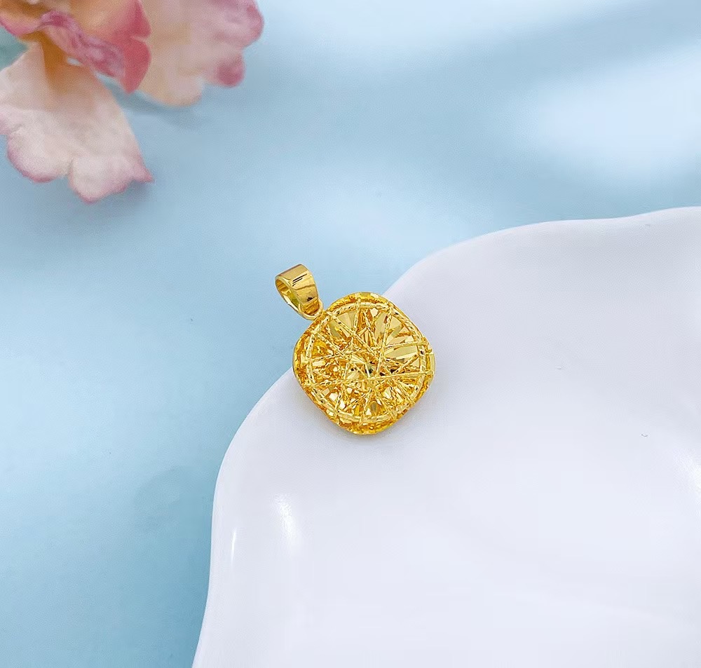 足金小方糖 (足金999字印)5G黄金绕线小方糖吊坠