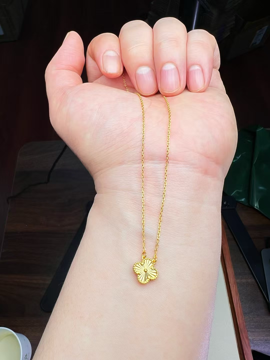 足金5G四叶草项链